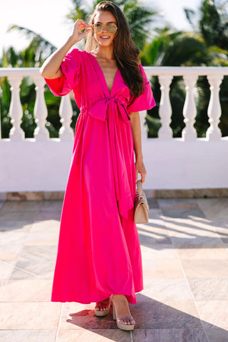 hot pink maxi dress