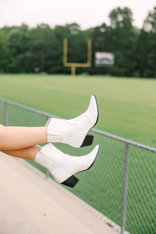 white ankle cowgirl booties