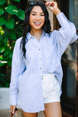 Light Blue Striped Button Down