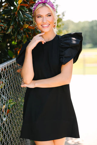 Black Ruffled Mini Dress