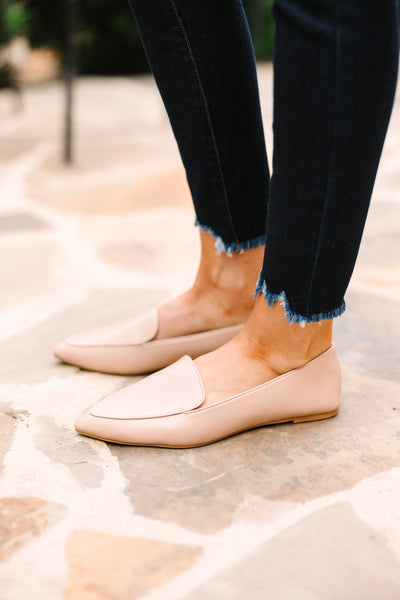 Sassy Nude Studded Flat Mules - Cute Shoes – Shop the Mint