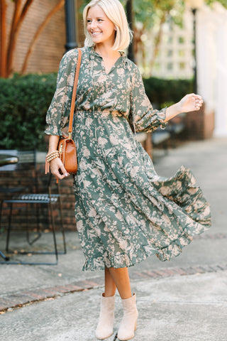 floral green dress family photos