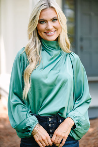 dark sage satin blouse