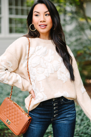 oatmeal floral sweater