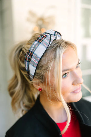 White Plaid Headband