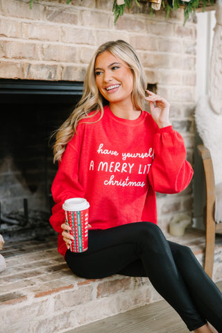 have yourself a merry little Christmas red corded sweatshirt
