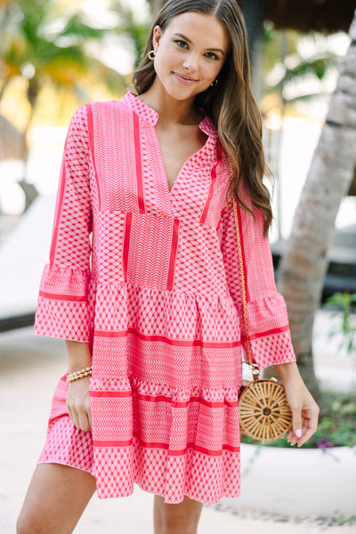 Ready To Party Babydoll Dress in Hot Pink