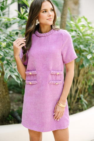 Lavender Purple Tweed Shift Dress