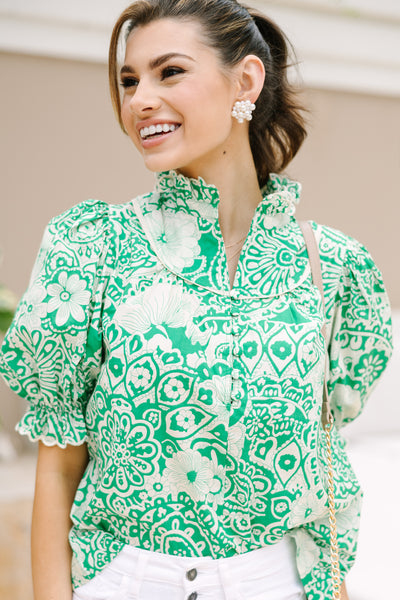 Hello Beautiful Hunter Green Cap Sleeve Top – Shop the Mint