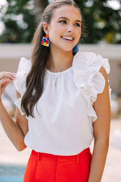 Lucky Brand Women's White Floral Ruffle V-Neck Pullover Blouse Top Siz –  Shop Thrift World