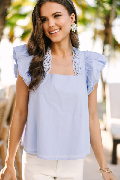 Give You A Ring Peri Blue Linen Top - Trendy Women's Tops – Shop the Mint