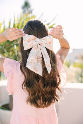 Bohemian Gemme Peach Floral Hair Bow