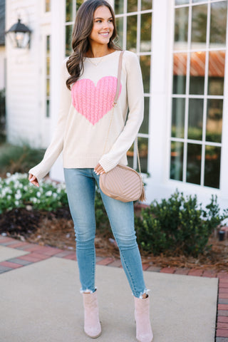 pink heart crea, sweater