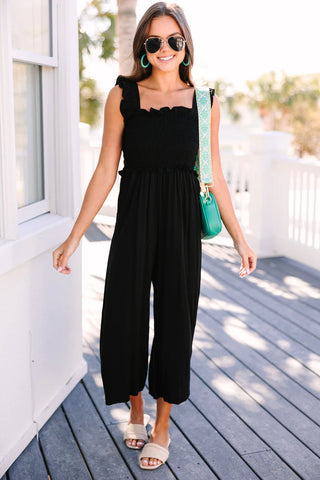 Black Smocked Jumpsuit