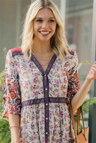 floral tunic on woman