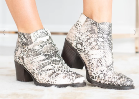 snake print shoe boots