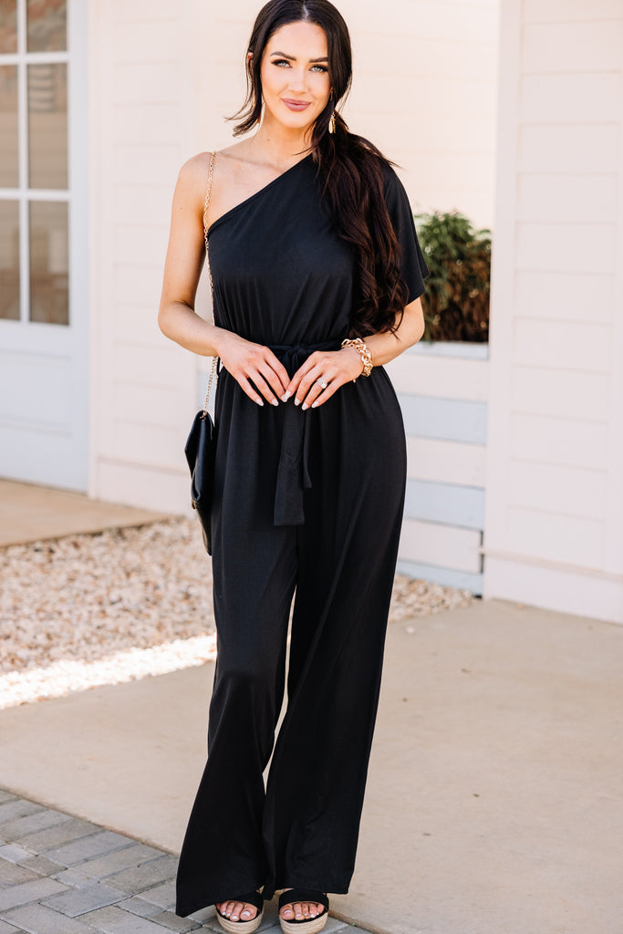 Out For The Day Black One Shoulder Jumpsuit – Shop The Mint