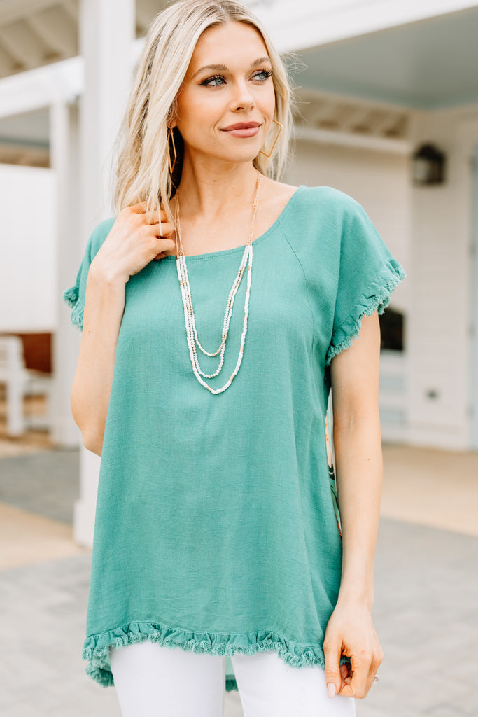 Show You Off Jade Green Floral Linen Top – Shop The Mint