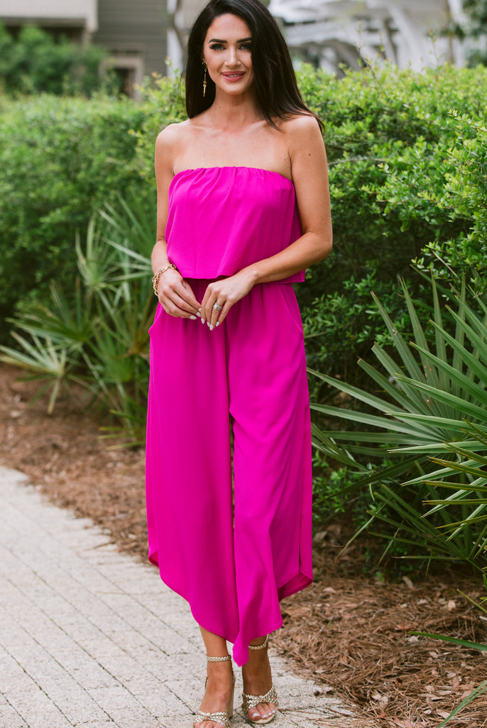 Searching For Love Fuchsia Pink Strapless Jumpsuit – Shop The Mint