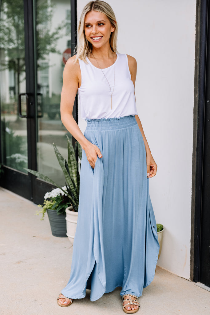 Feminine Chambray Blue Maxi Skirt - Trendy Skirts for Women – Shop The Mint