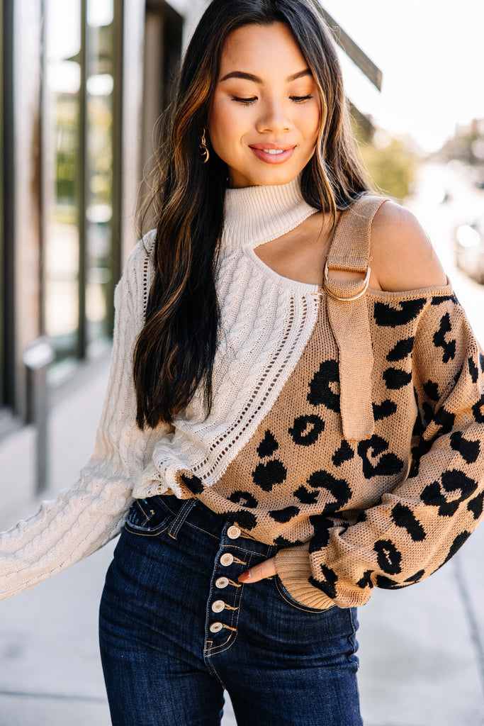 Bold Adventures Camel Brown Leopard Sweater – Shop The Mint