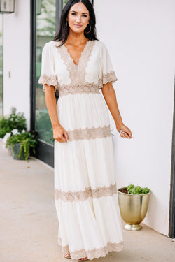 cream lace maxi dress