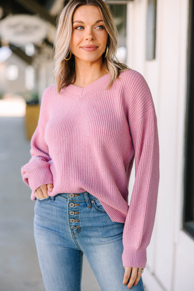 Pink Mockneck Sweater - A Blonde's Moment
