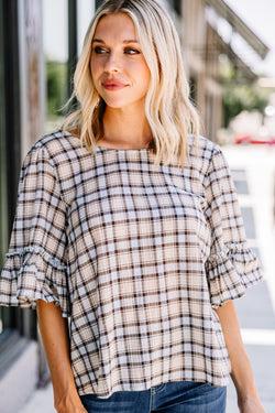 Can't Stop The Feeling Light Blue Plaid Blouse – Shop The Mint