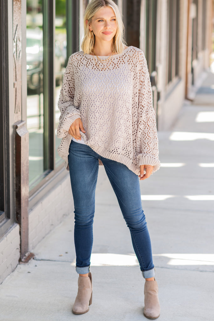 Sweet And Simple Taupe Brown Chenille Sweater – Shop The Mint