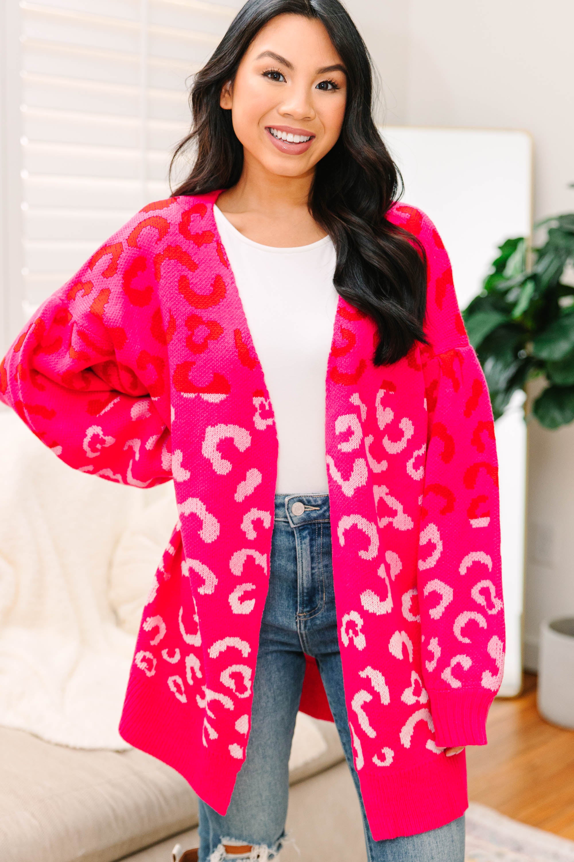 You're Reason Hot Pink Leopard Cardigan – Shop The Mint
