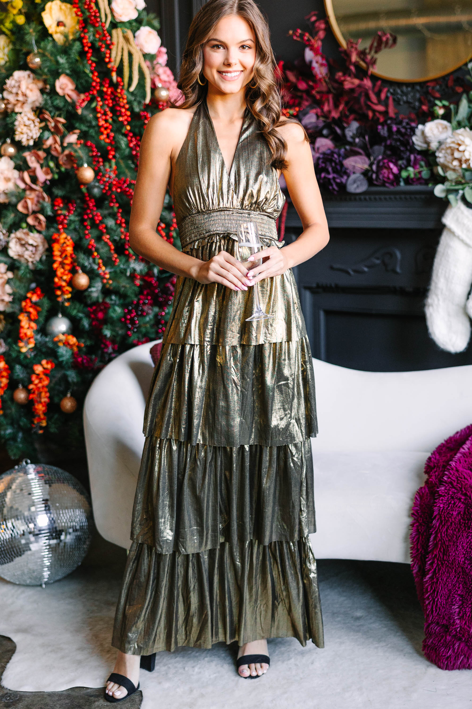 Winner | You\'re - A Metallic Maxi Dress Julep The Boutique Modvisor Gold Mint