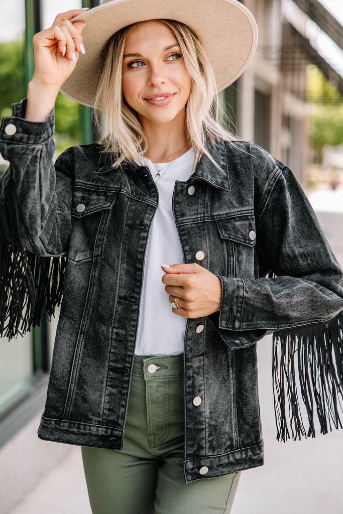 You're The One Black Denim Jacket – Shop The Mint