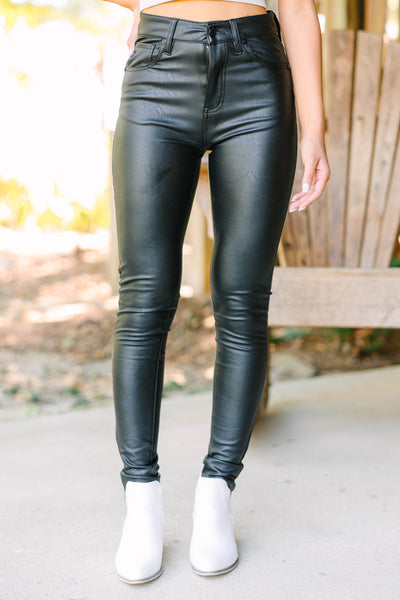 Going Out Black Faux Leather Pants