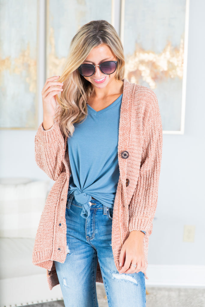 Super Cozy Blush Pink Chenille Cardigan – The Mint Julep Boutique