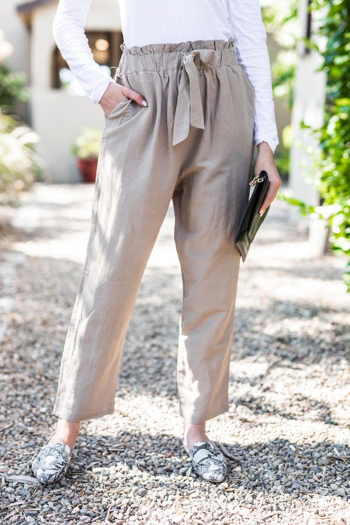 Classy Chic Natural Paperbag Waist Pants – Shop The Mint