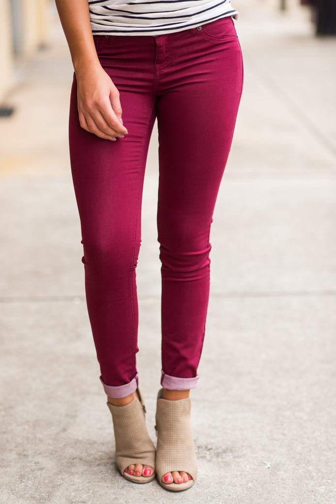 The Valerie Jeggings, Maroon – The Mint Julep Boutique