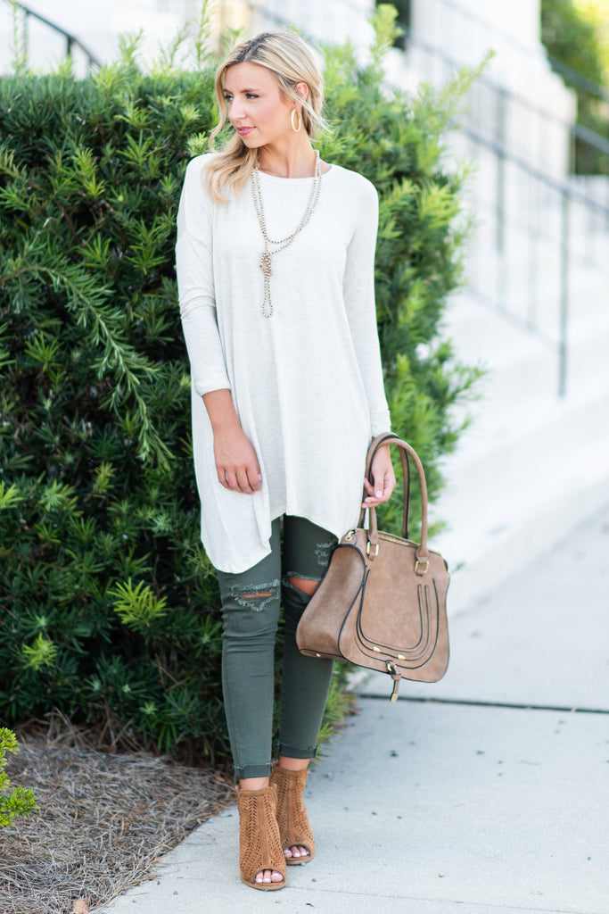 Soft Side Of Society Tunic, Oatmeal – The Mint Julep Boutique