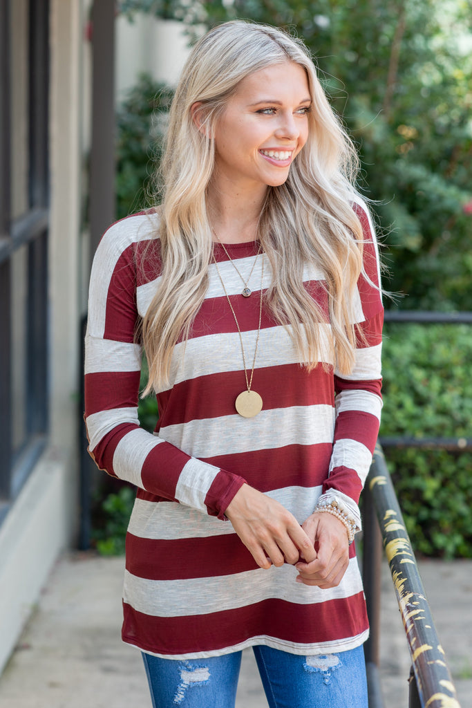 What A Patch Top, Burgundy – The Mint Julep Boutique