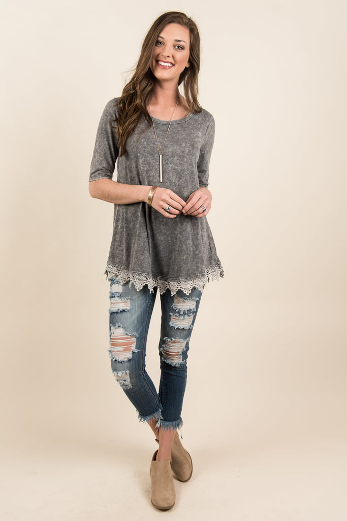 Smoky Room Top, Charcoal – The Mint Julep Boutique
