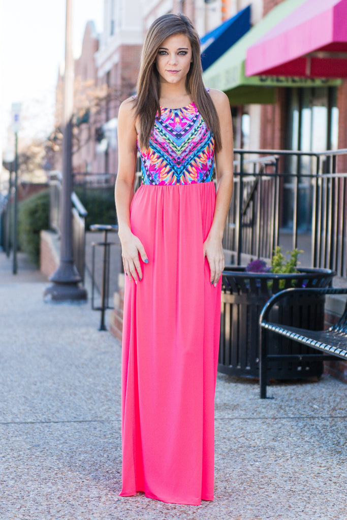 Wild Aspirations Maxi Dress, Neon Coral – The Mint Julep Boutique