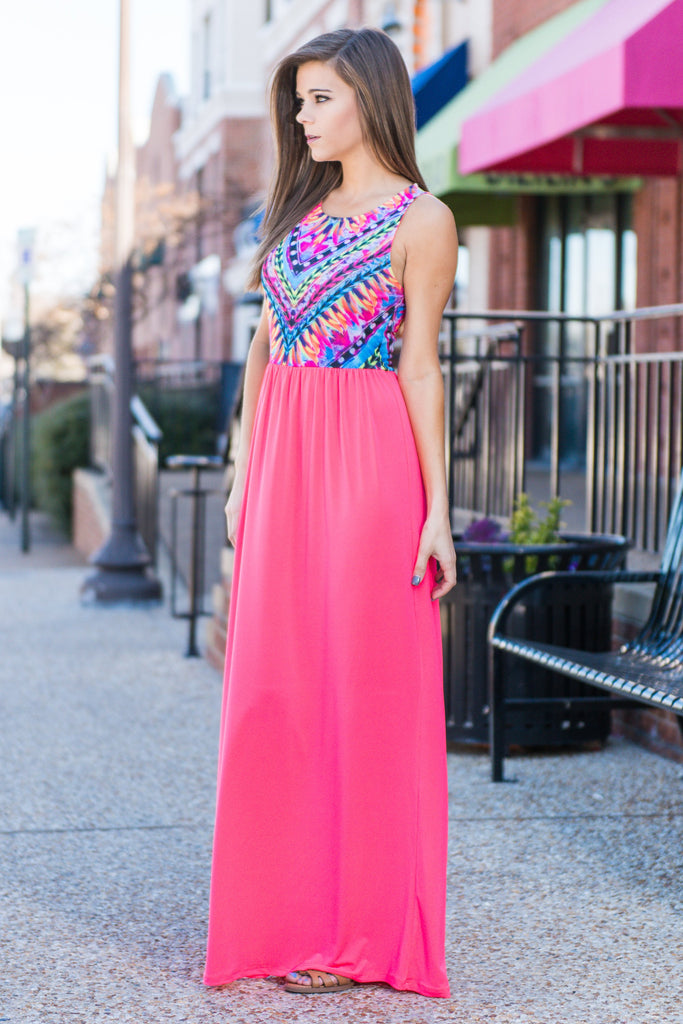 Wild Aspirations Maxi Dress, Neon Coral – The Mint Julep Boutique