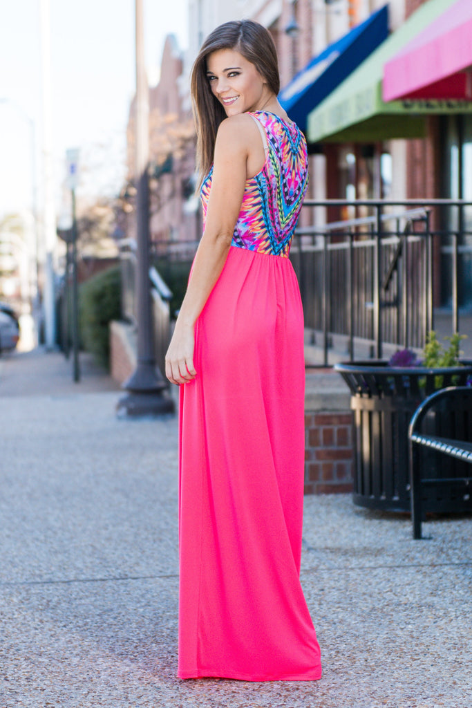 Wild Aspirations Maxi Dress, Neon Coral – The Mint Julep Boutique