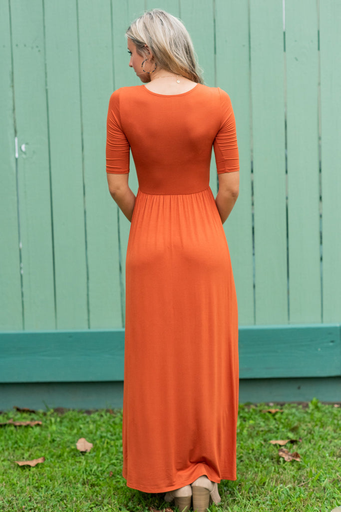 rust color maxi dress