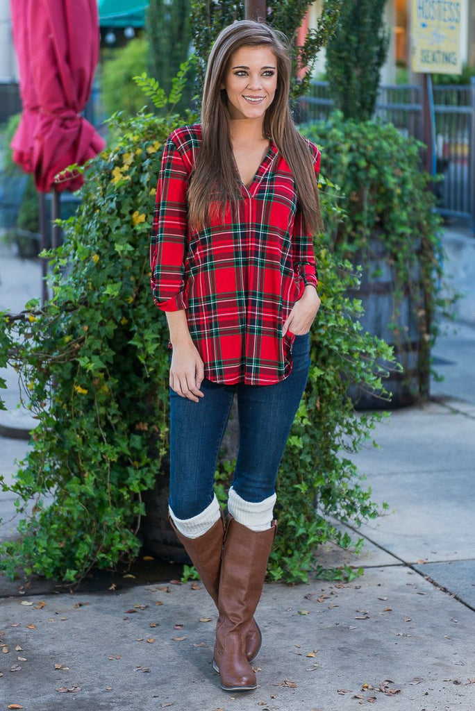This Plaid Is Here To Stay Top, Red-Black – The Mint Julep Boutique