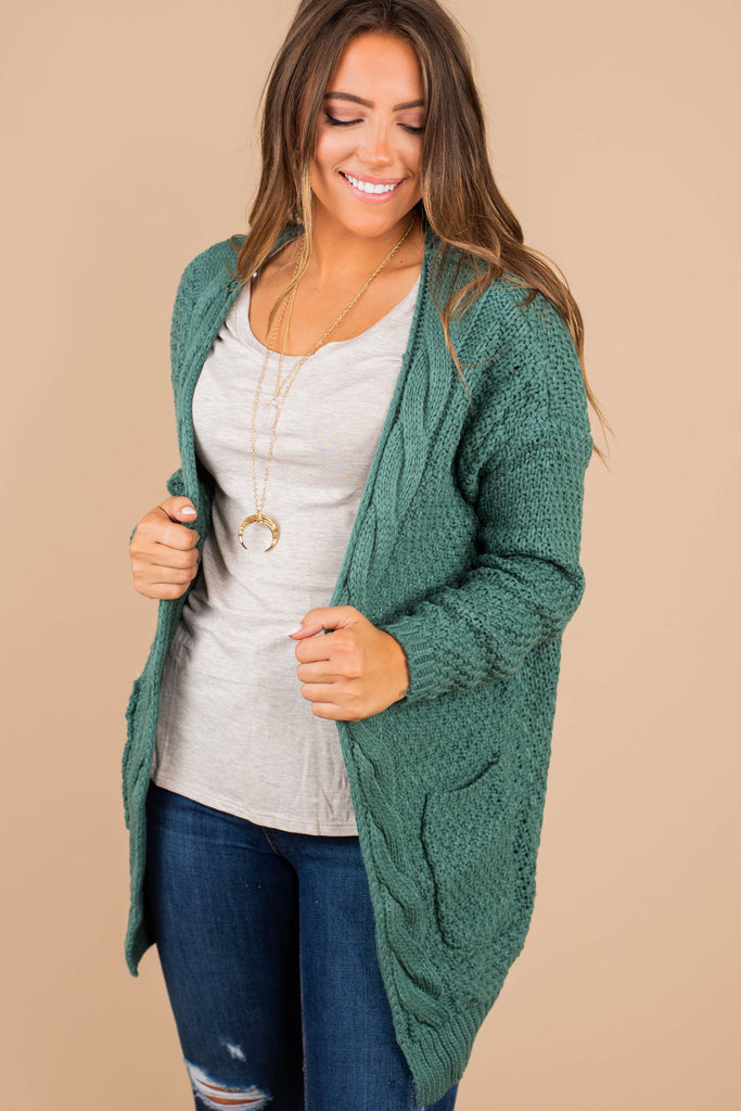 Fall Layers Mint Green Cable Knit Cardigan - Boutique Trends – The Mint ...