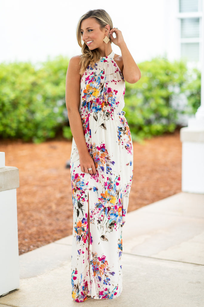 Wild Flower Fascination Maxi Dress, Natural – The Mint Julep Boutique