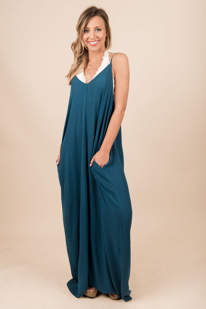 Good To Flow Maxi Dress, Deep Turquoise – The Mint Julep Boutique