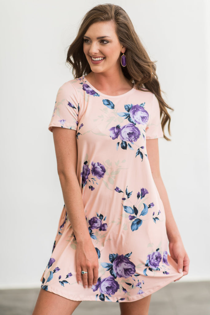 Posh Petals T-shirt Dress, Blush – The Mint Julep Boutique