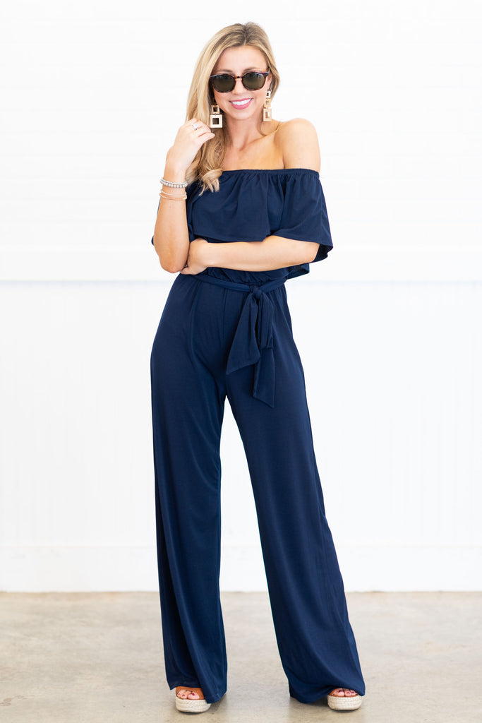 Summer Vacay Jumpsuit, Navy – The Mint Julep Boutique