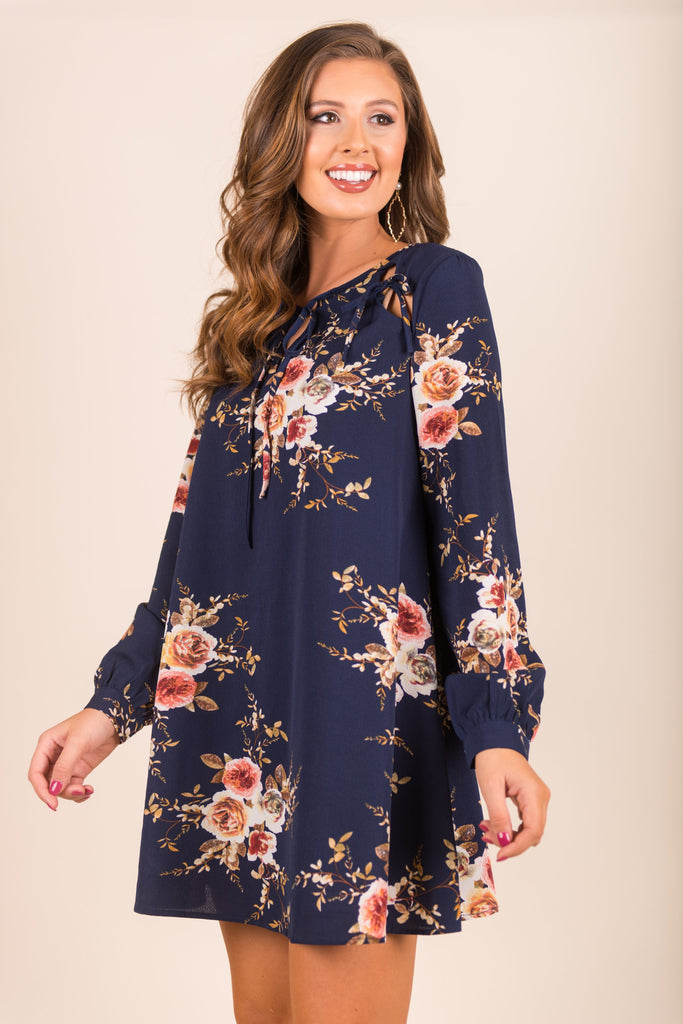 Floral Ambiance Dress, Navy – The Mint Julep Boutique